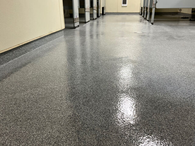 Industrial floor with cove base finish