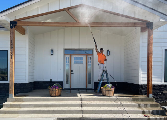 Power washing an entryway