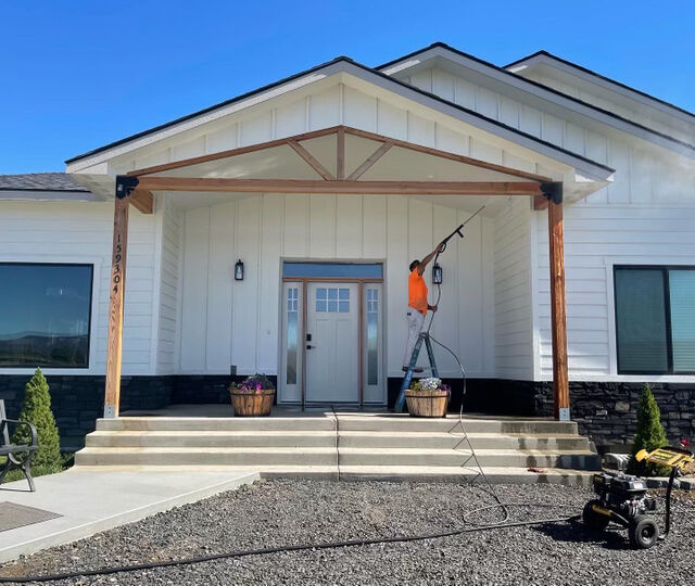 Power washing an entryway